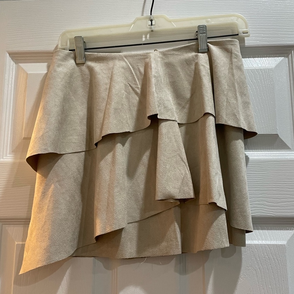 Beige suede skirt